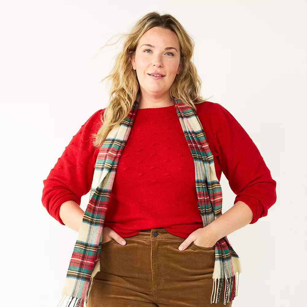 Plus Size Croft & Barrow® Puff-Sleeve Bobble Sweater 2 Plus Size Croft & Barrow® Puff-Sleeve Bobble Sweater - Image 2