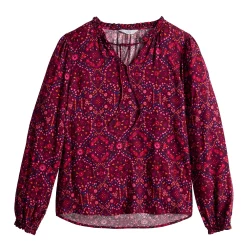 Women's Croft & Barrow® Tiered Textured Blouse -Croft & Barrow Sales Store 5659396 ALT5