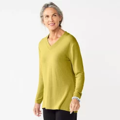 Women's Croft & Barrow® V-Neck Tunic Top -Croft & Barrow Sales Store 5666695 Golden Olive