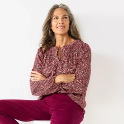 Women's Croft & Barrow Print Smocked Peasant Top -Croft & Barrow Sales Store 5673631 Pink Floral