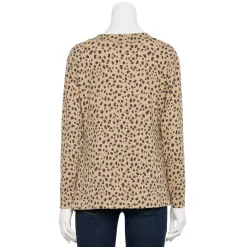 Petite Croft & Barrow® V-Neck Long Sleeve Top -Croft & Barrow Sales Store 5676626 ALT