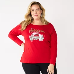 Plus Size Croft & Barrow® Holiday Motif Graphic Tee -Croft & Barrow Sales Store 5726116 Hot Cocoa Season