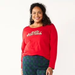 Plus Size Croft & Barrow® Holiday Motif Graphic Tee -Croft & Barrow Sales Store 5726116 Red Feliz Navidad