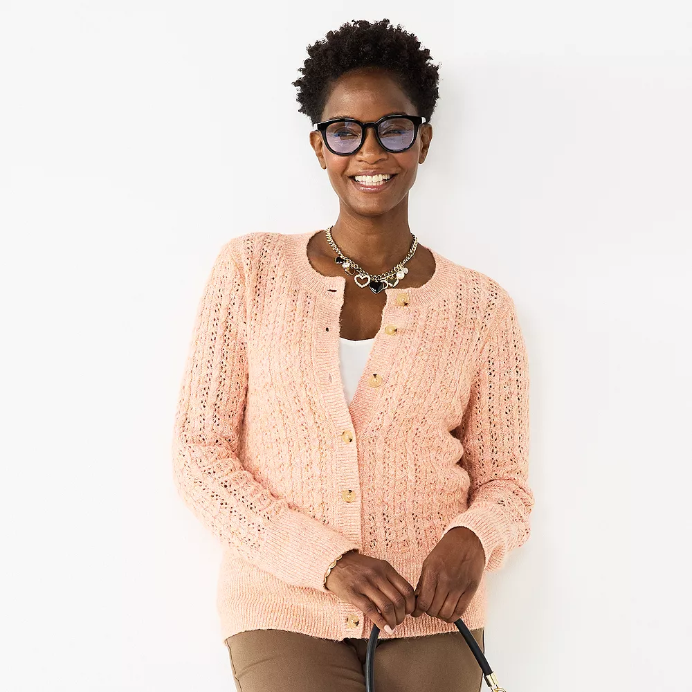 Women's Croft & Barrow® Crewneck Cardigan 1 Women's Croft & Barrow® Crewneck Cardigan