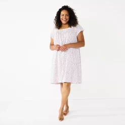 Plus Size Croft & Barrow® Short Sleeve Knit Nightgown -Croft & Barrow Sales Store 5773728 Floral Vines