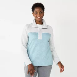 Women's Croft & Barrow® Quilted Quarter-Zip Top
