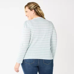 Plus Size Croft & Barrow® Cable Jacquard Top -Croft & Barrow Sales Store 5780044 ALT
