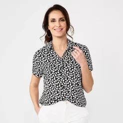 Women's Croft & Barrow® Woven Camp Shirt -Croft & Barrow Sales Store 5949460 Black Floral