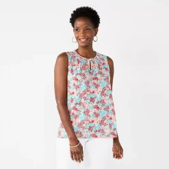 Women's Croft & Barrow® Smocked Sleeveless Shell Top -Croft & Barrow Sales Store 6167552 Multi Floral
